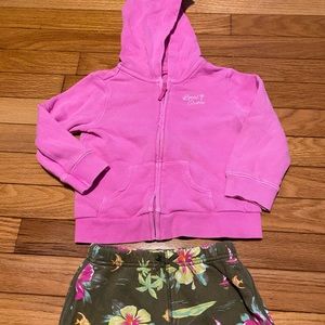 Carters 2 pc Neon faded hoodie says local cutie w Hawaiian theme shorts. 24M.